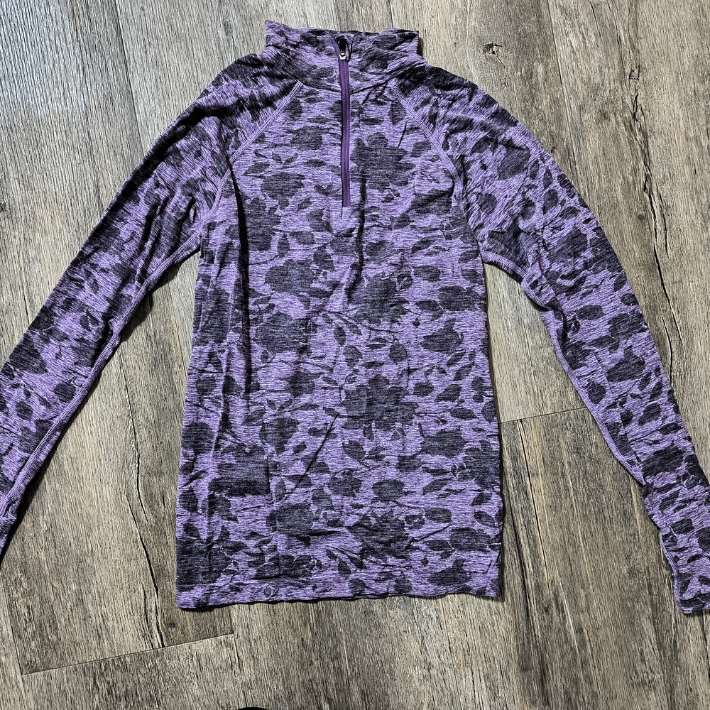 Purple and Black Patterned Quarter-Zip Top